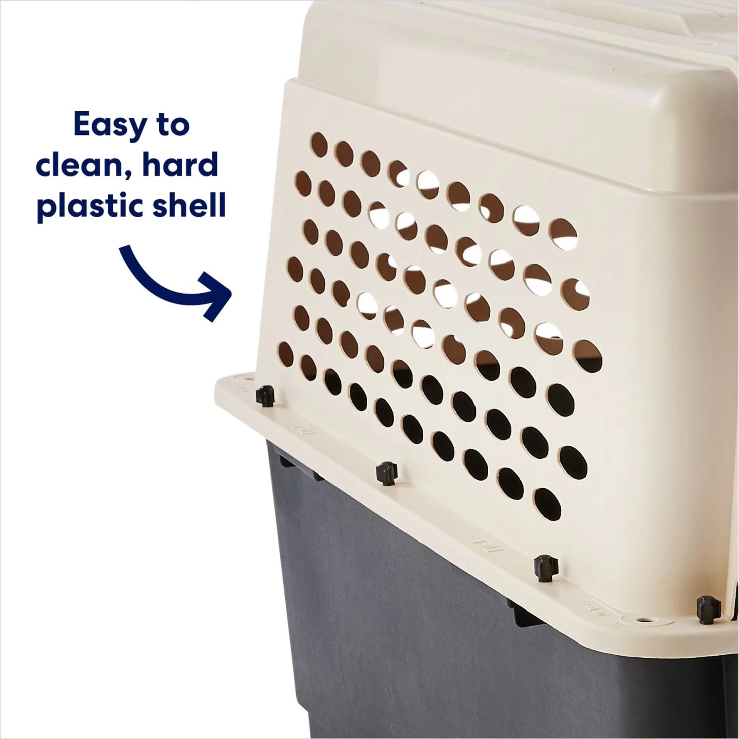 Frisco Plastic Dog & Cat Kennel, Almond & Black - Image 4