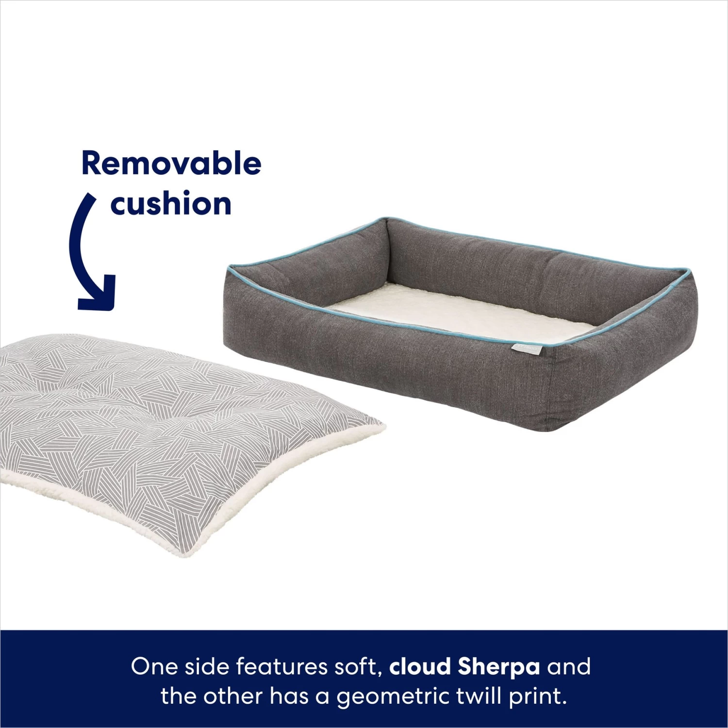 Frisco Sherpa Orthopedic Bolster Cat & Dog Bed - Image 3