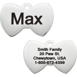 Frisco Stainless Steel Personalized Dog & Cat ID Tag, Bow Tie