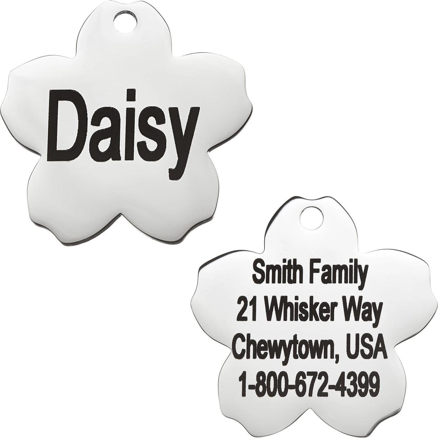 Frisco Stainless Steel Personalized Dog & Cat ID Tag, Flower