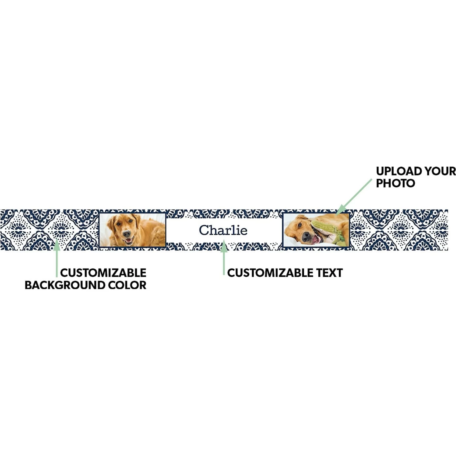 Frisco Boho Damask Ceramic Personalized Dog Bowl - Image 2