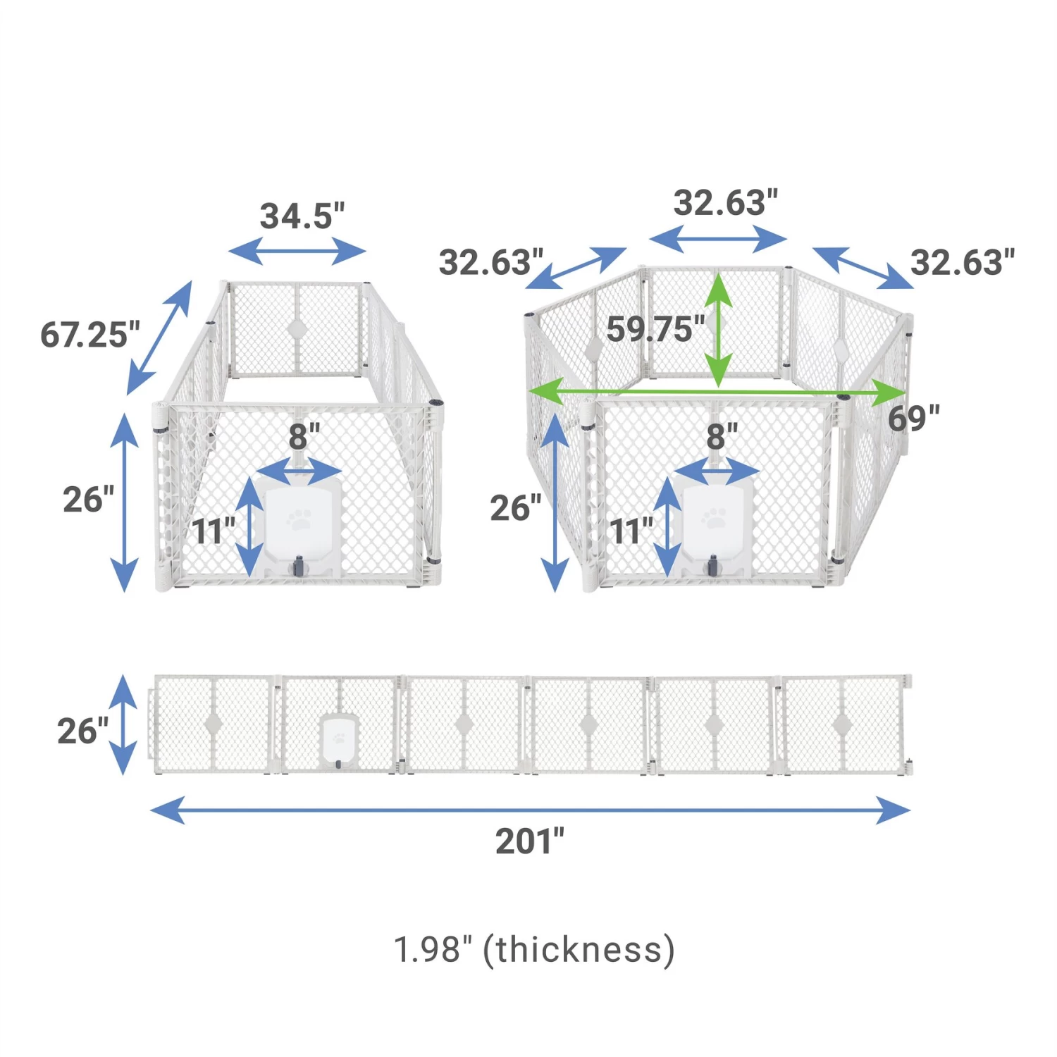 Frisco 6-Panel Plastic Exercise Dog Playpen, Light Gray - Image 2