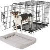 Frisco Fold & Carry Double Door Collapsible Wire Dog Crate & Frisco Gray Basket Weave Dog Crate Mat