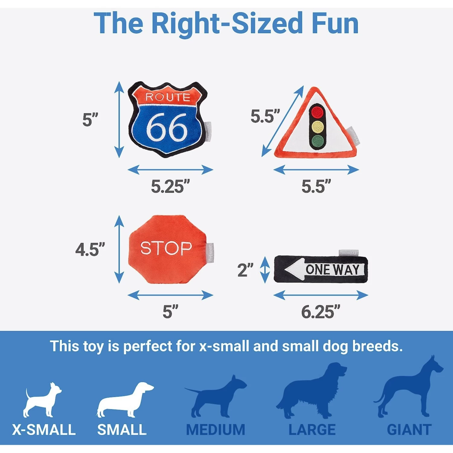 Frisco Road Trip Traffic Signs Plush Squeaky Dog Toy, 4 Count - Image 2