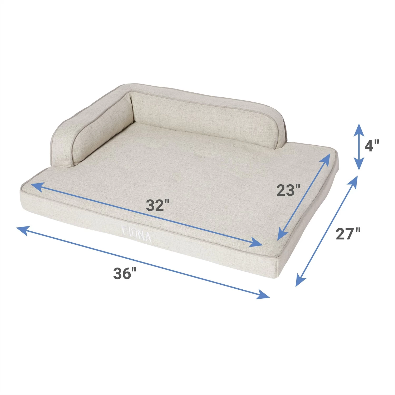 Frisco Faux Linen Corner Personalized Bolster Dog Bed W/Removable Cover - Image 2