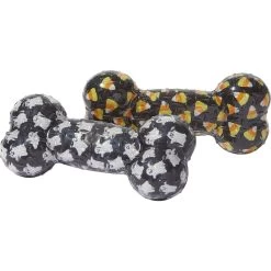 Frisco Halloween Candy Corn & Ghosts TPR Bone Squeaky Dog Toy, 2 Count