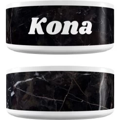 Frisco Personalized Black Marble Dog Bowl