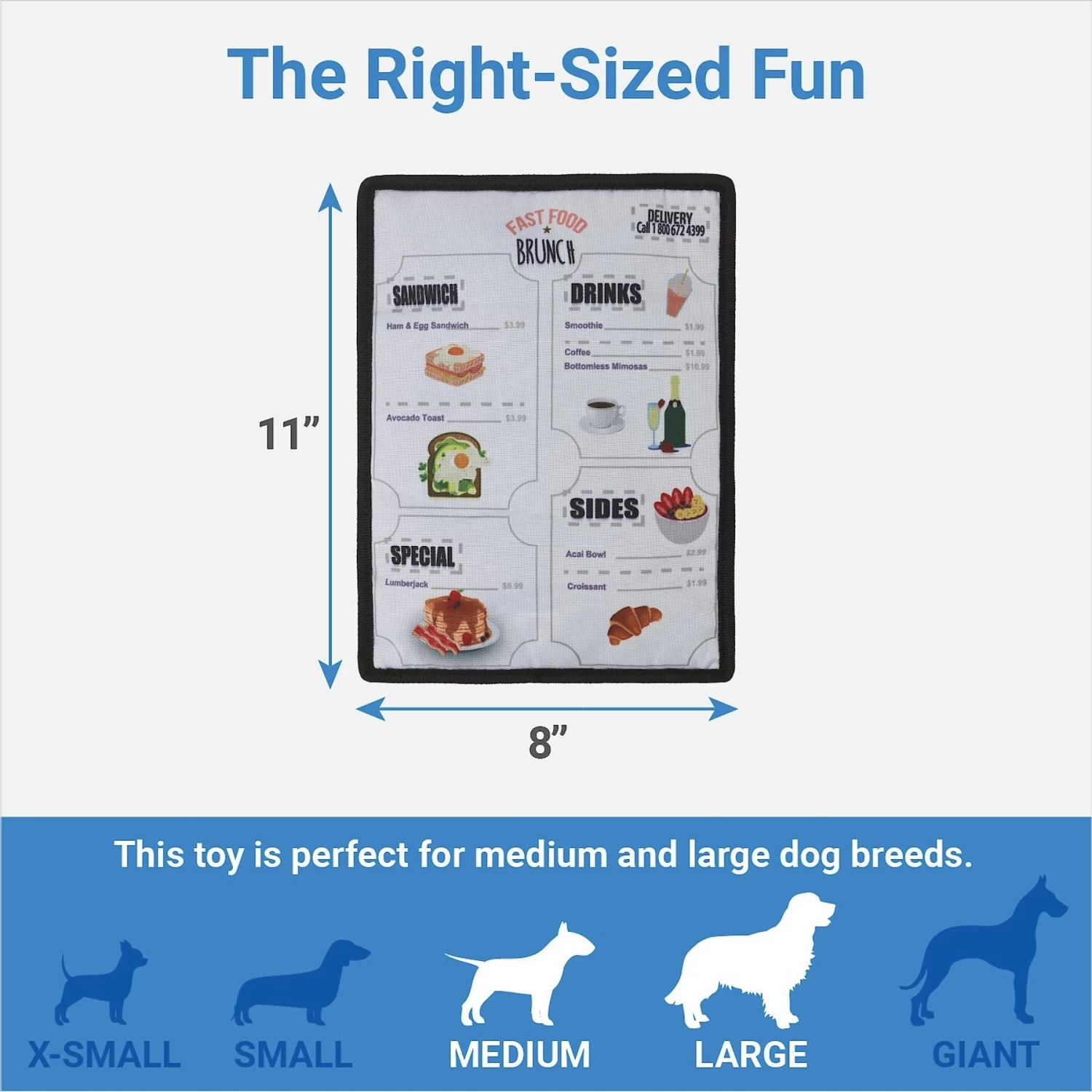 Frisco Brunch Menu Ballistic Nylon Flat Plush Squeaky Dog Toy - Image 2