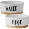 Frisco Ceramic Water Dog & Cat Bowl With Wood Base & Frisco Ceramic Food Dog & Cat Bowl With Wood Base