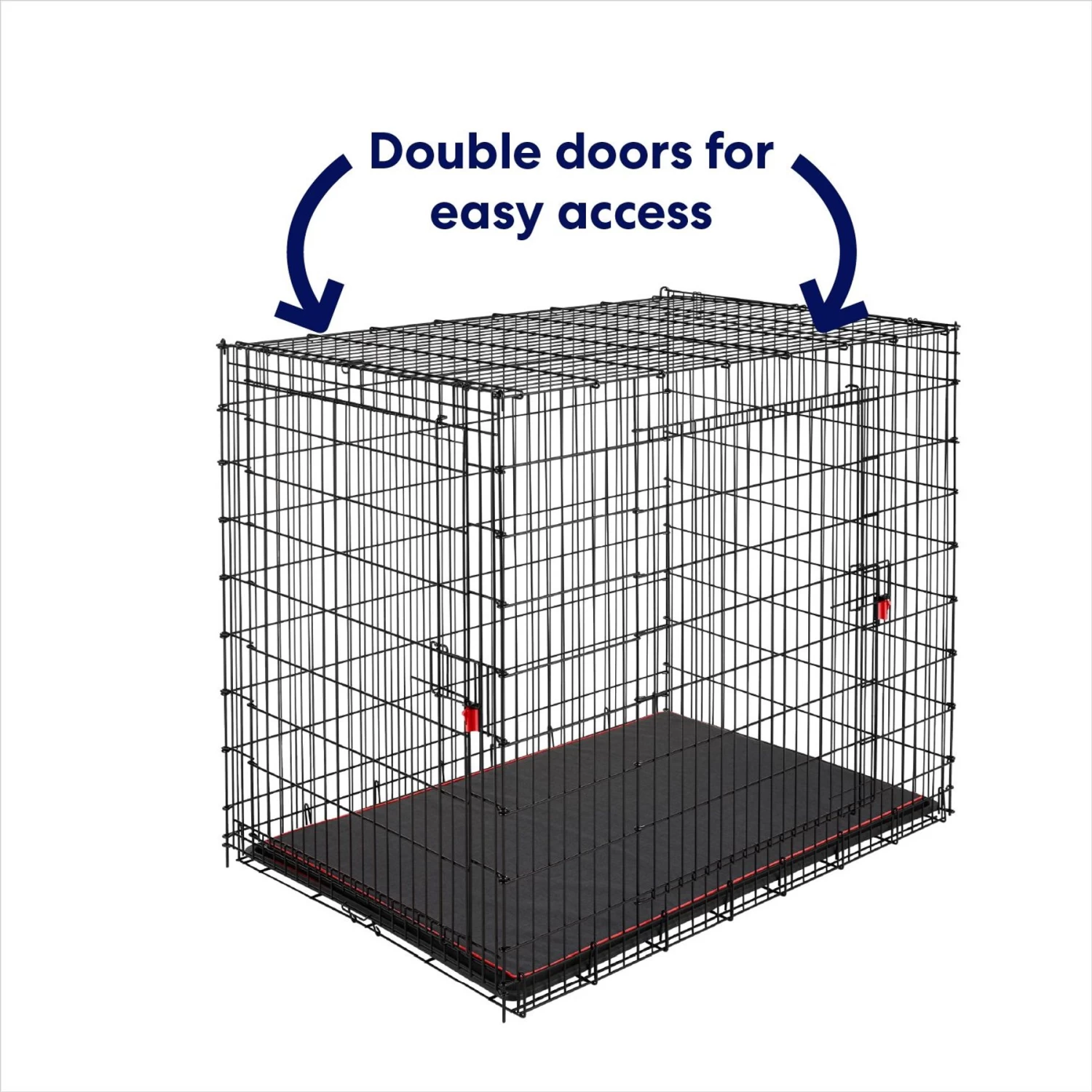 Frisco XX-Large Heavy Duty Enhanced Lock Double Door Wire Dog Crate, Fold & Carry Wire Dog Crate & Mat Kit, 54" - Image 4
