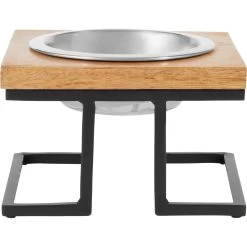 Frisco Premium Wood Elevated Single Dog & Cat Bowl