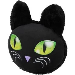 Frisco Halloween Black Cat Round Plush Squeaky Dog Toy
