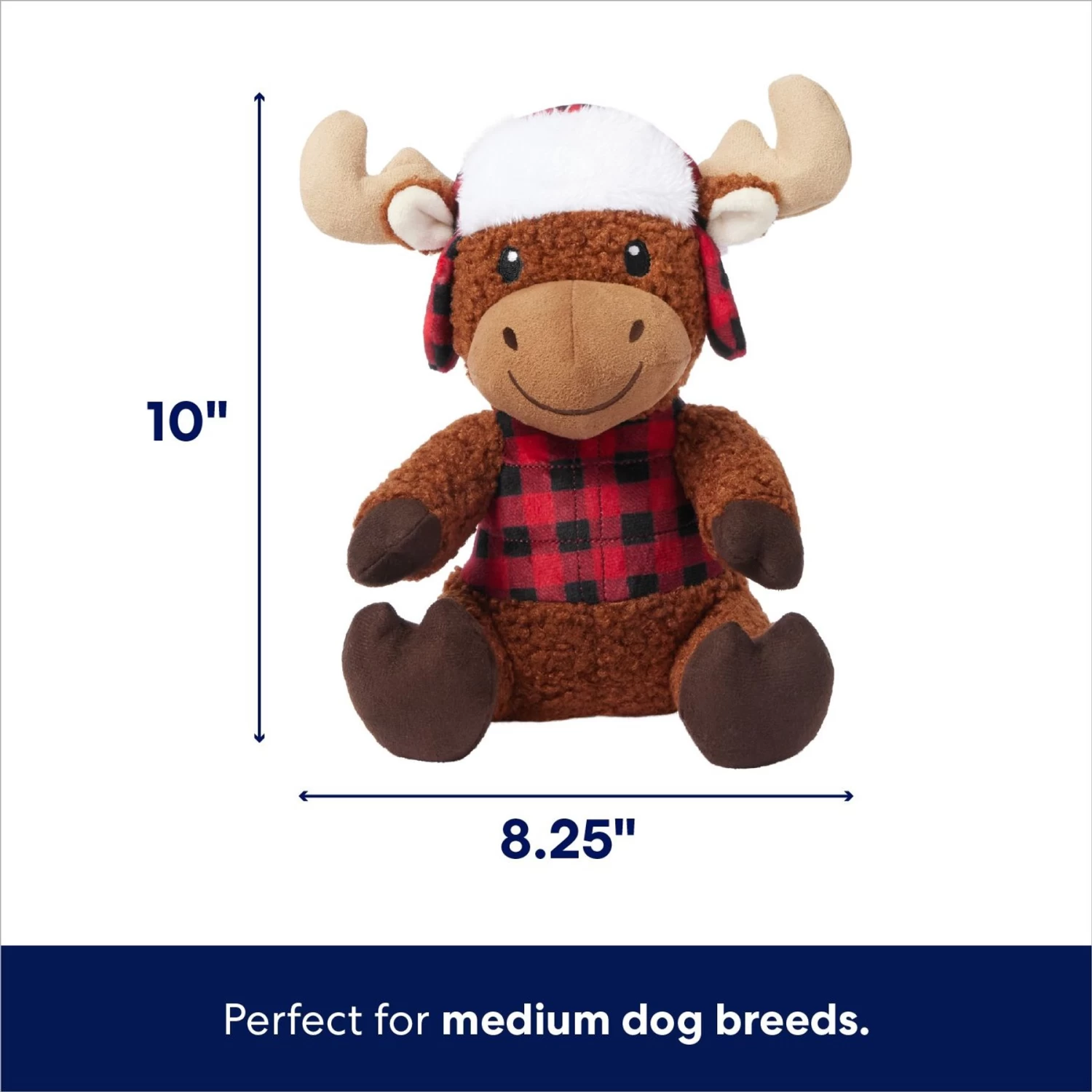 Frisco Holiday Cozy Moose Plush Squeaky Dog Toy - Image 2