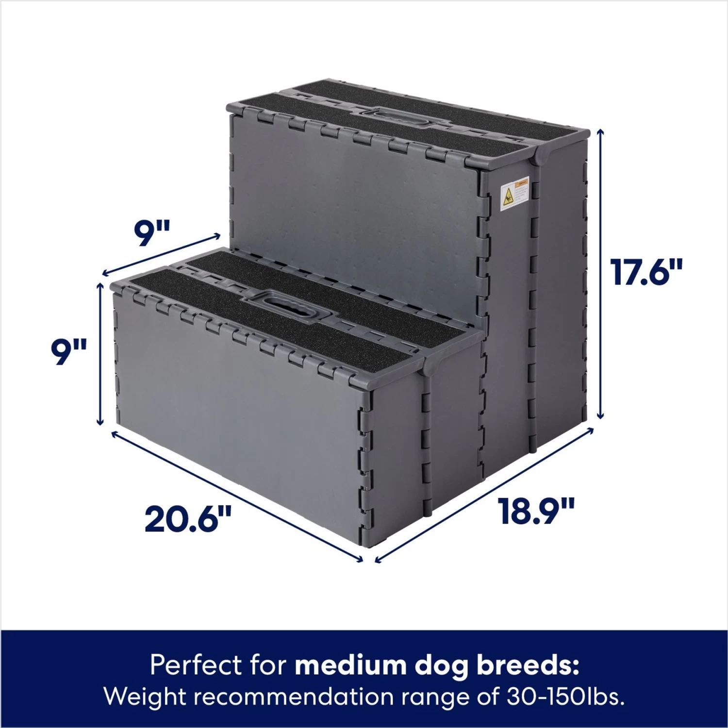 Frisco Foldable Cat & Dog Plastic Stairs, Grey - Image 2