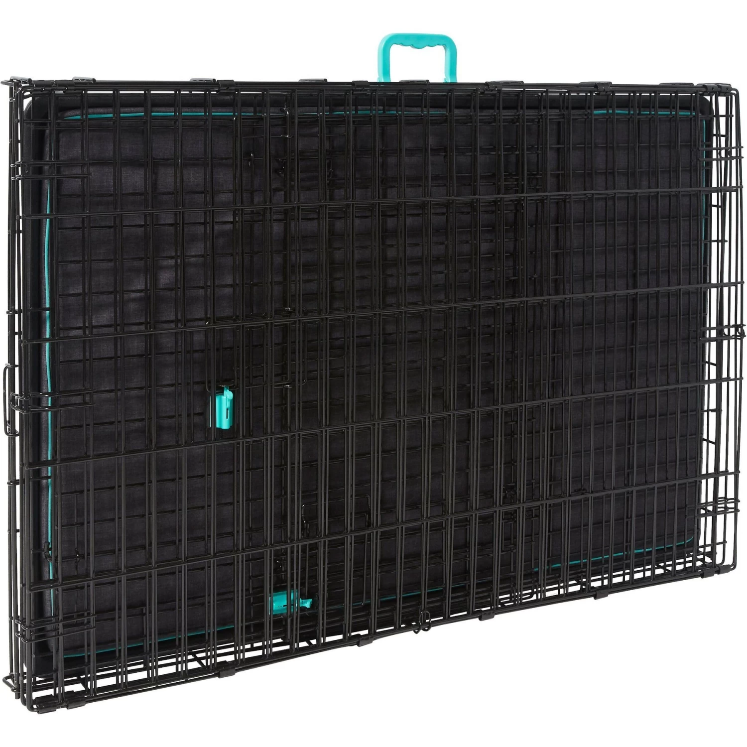 Frisco Heavy Duty Enhanced Lock Double Door Fold & Carry Wire Dog Crate & Mat Kit & MidWest Quiet Time Fleece Dog Crate Mat - Image 4