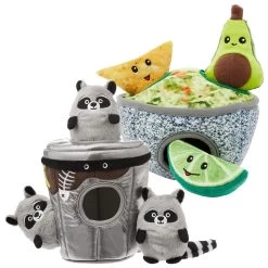 Frisco Trash Can & Raccoons Hide & Seek Puzzle Plush Squeaky Dog Toy & Frisco Guacamole Hide & Seek Puzzle Plush Squeaky Dog Toy