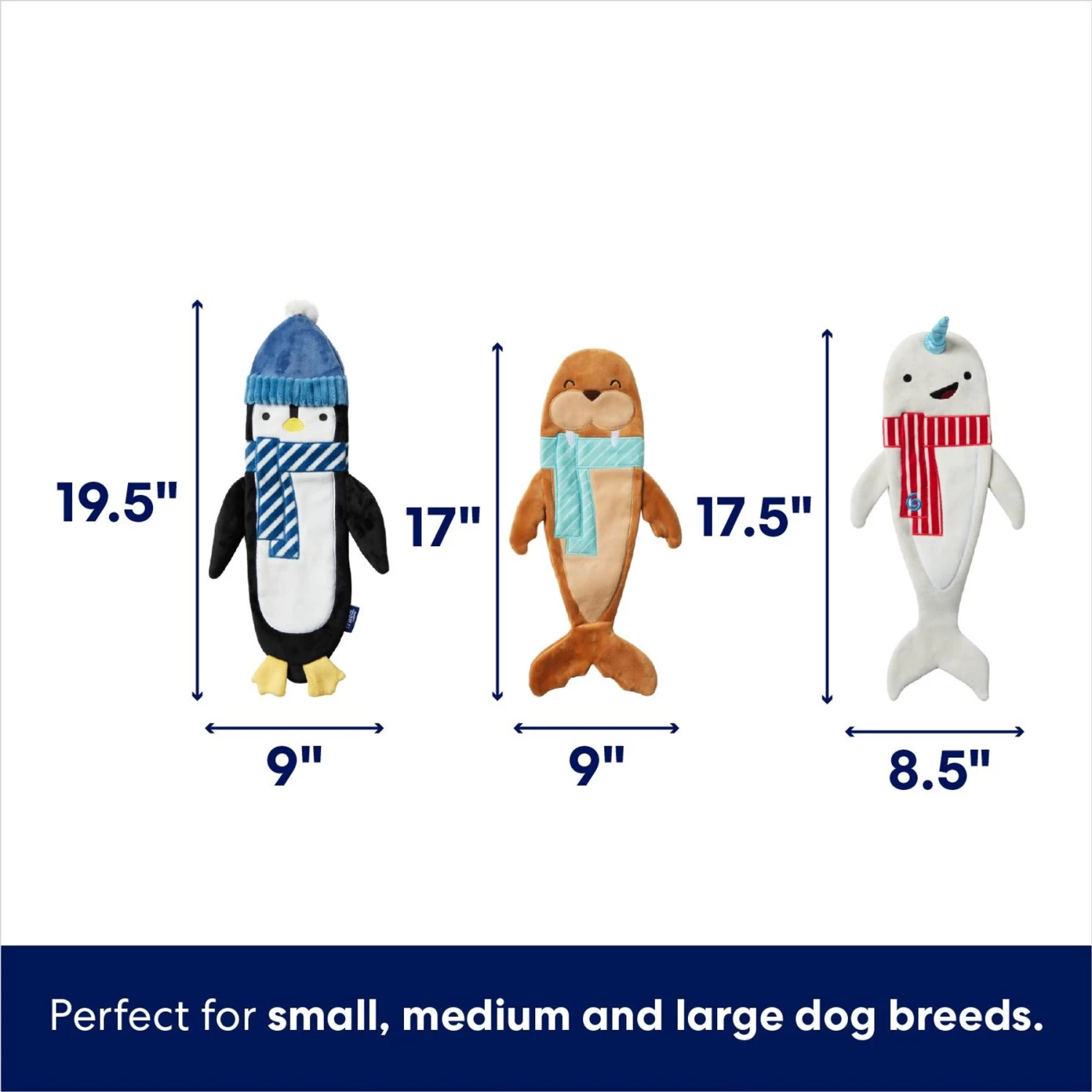 Frisco Holiday Ho Ho Ho Fetch Squeaky Tennis Ball Dog Toy & Frisco Holiday Arctic Friends Stuffing-Free Skinny Plush Squeaky Dog Toy - Image 7